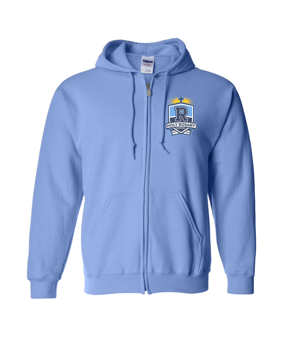 Light Blue Full-Zip School Crest Hoodie