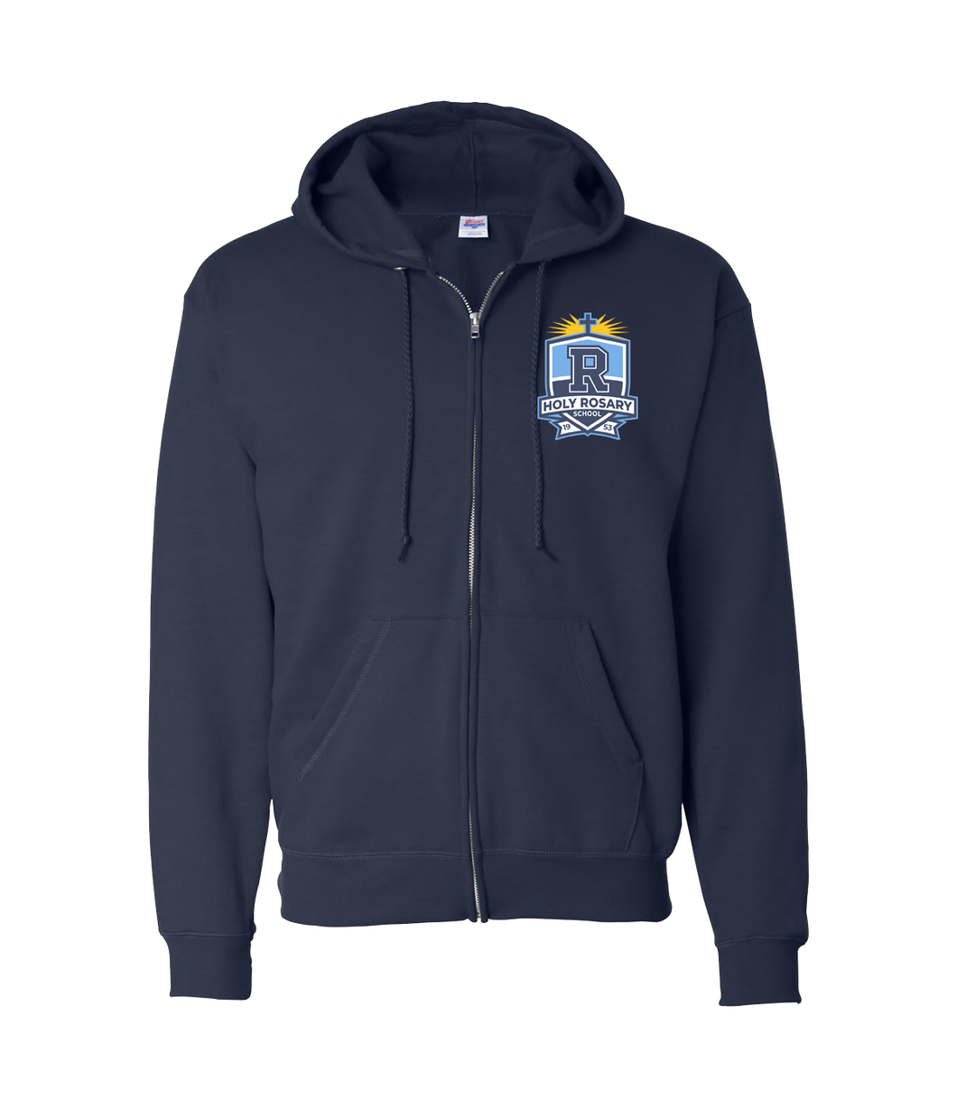 Navy Blue Full-Zip School Crest Hoodie