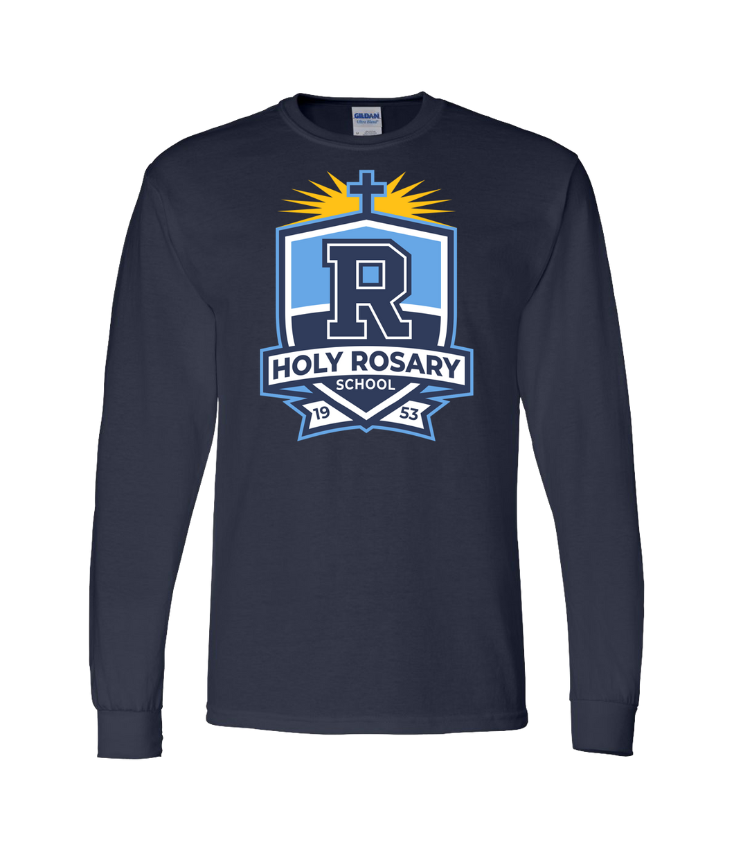 Navy Blue Long Sleeve Crest T-Shirt