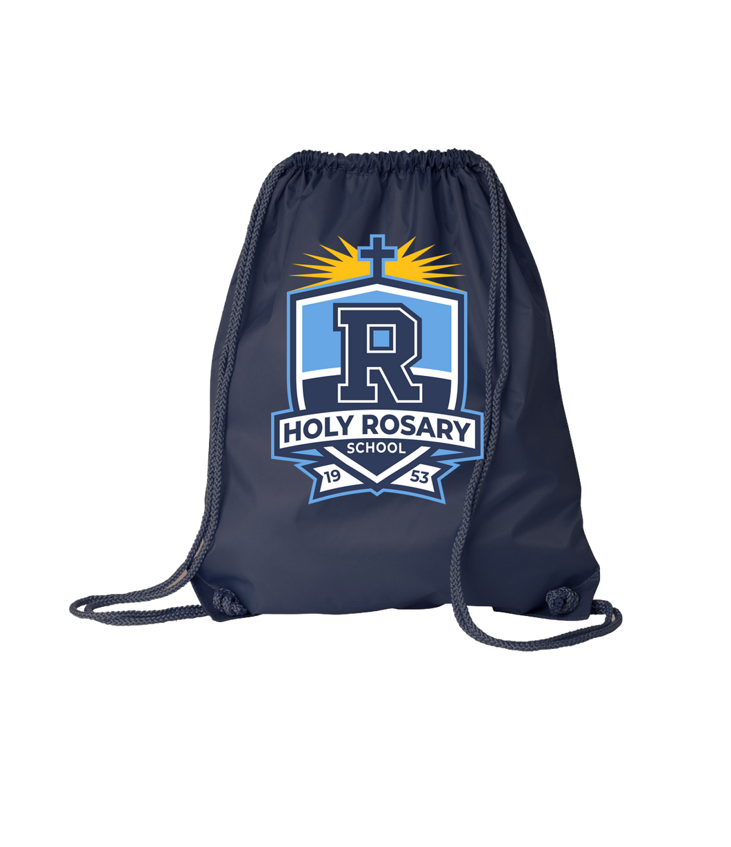 Navy Draw String Backpack with Crest